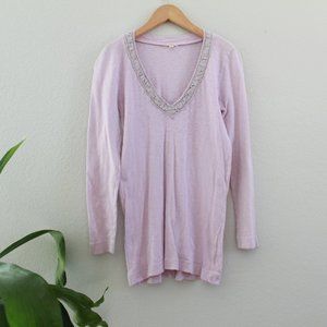 J. Crew Lavender Long Sleeved T-Shirt with Ruffle